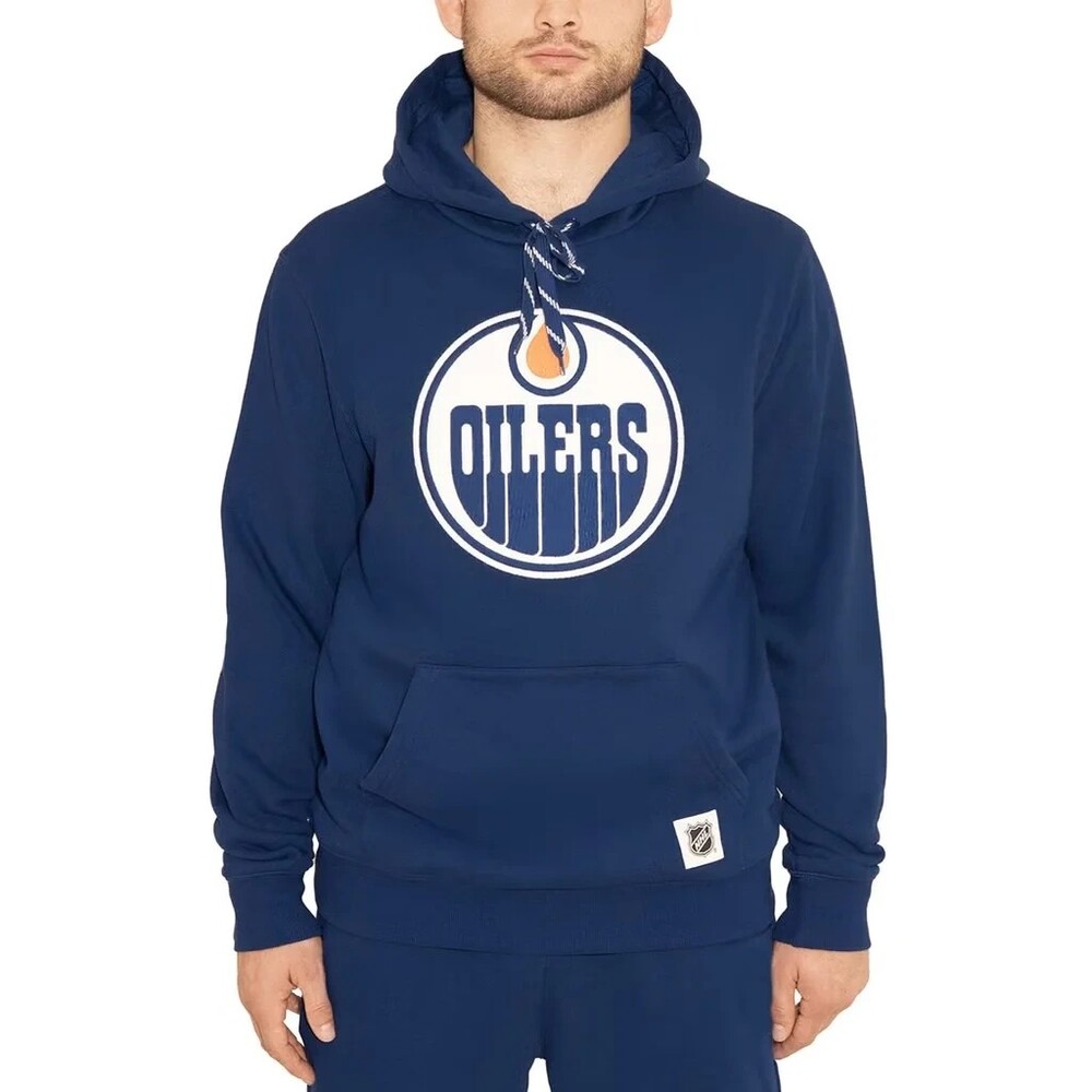 NHL Edmonton Oilers Men's Official Popover Fleece Hoodie Large Navy - New with T